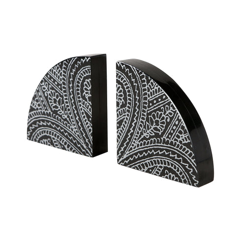 Hand Engraved Black Stone Bookends